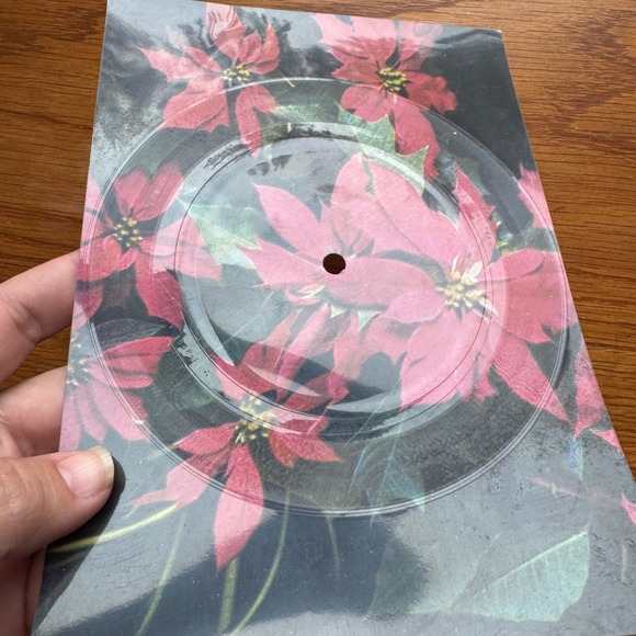 Vintage Poinsettia Christmas Card with Playable‎ Record Ninophon West Germany - Picture 2 of 6